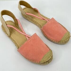 Talbots coral suede leather elastic criss cross espadrille sandals shoes 7.5 NEW
